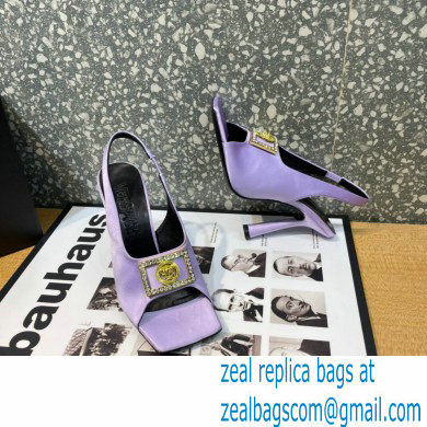 Versace Heel 10.5cm Medusa Crystal Sandals Satin Lilac 2023 - Click Image to Close