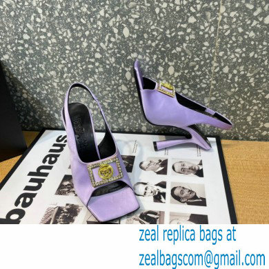 Versace Heel 10.5cm Medusa Crystal Sandals Satin Lilac 2023