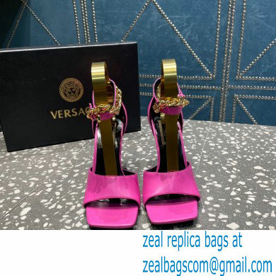 Versace Heel 10.5cm Mismatched Medusa Chain Leather Sandals Fuchsia 2023