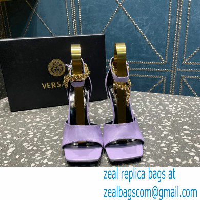 Versace Heel 10.5cm Mismatched Medusa Chain Leather Sandals Lilac 2023