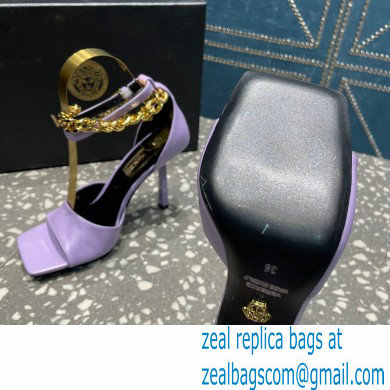 Versace Heel 10.5cm Mismatched Medusa Chain Leather Sandals Lilac 2023