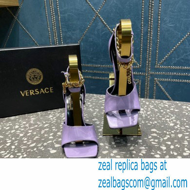 Versace Heel 10.5cm Mismatched Medusa Chain Leather Sandals Lilac 2023