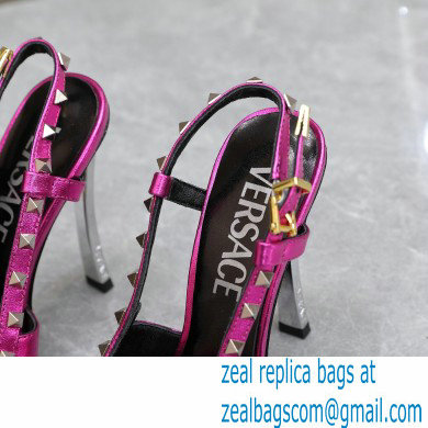 Versace Heel 10cm Laced Pin-Point Slingback Pumps Metallic Fuchsia 2023