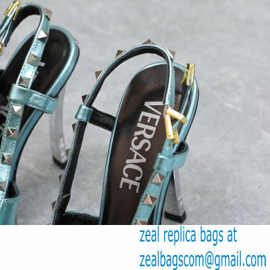Versace Heel 10cm Laced Pin-Point Slingback Pumps Metallic Green 2023
