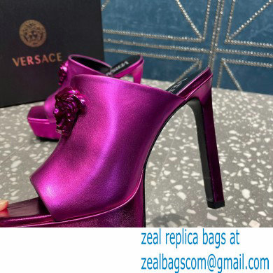 Versace Heel 14cm Platform 4cm La Medusa Mules Metallic Fuchsia 2023 - Click Image to Close