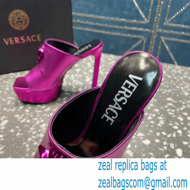 Versace Heel 14cm Platform 4cm La Medusa Mules Metallic Fuchsia 2023