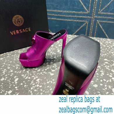 Versace Heel 14cm Platform 4cm La Medusa Mules Metallic Fuchsia 2023