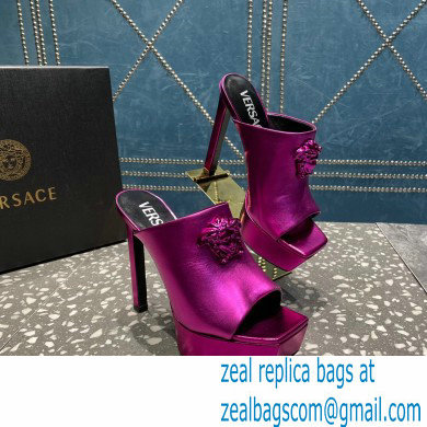 Versace Heel 14cm Platform 4cm La Medusa Mules Metallic Fuchsia 2023