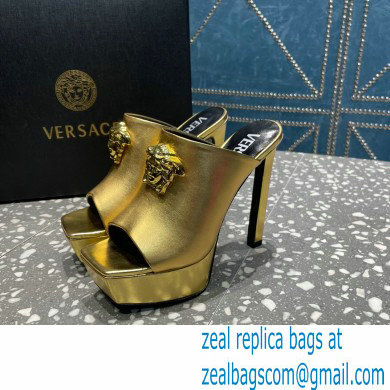 Versace Heel 14cm Platform 4cm La Medusa Mules Metallic Gold 2023