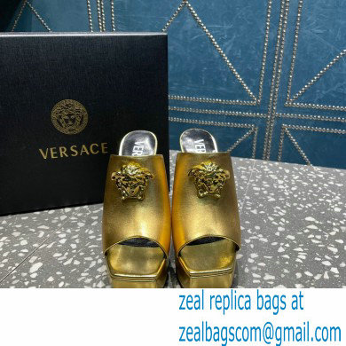 Versace Heel 14cm Platform 4cm La Medusa Mules Metallic Gold 2023