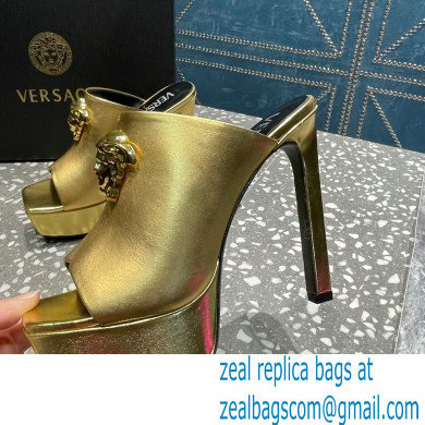 Versace Heel 14cm Platform 4cm La Medusa Mules Metallic Gold 2023