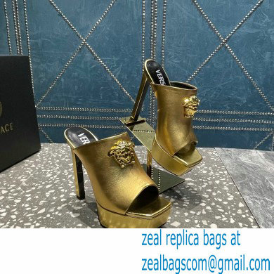 Versace Heel 14cm Platform 4cm La Medusa Mules Metallic Gold 2023 - Click Image to Close