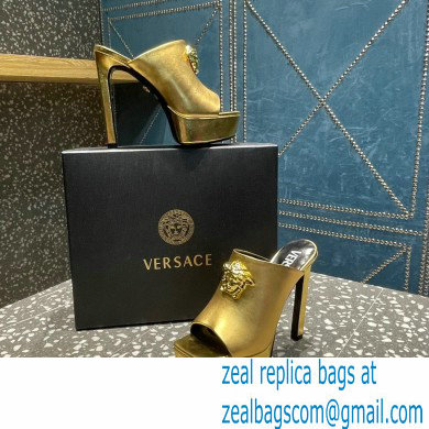 Versace Heel 14cm Platform 4cm La Medusa Mules Metallic Gold 2023