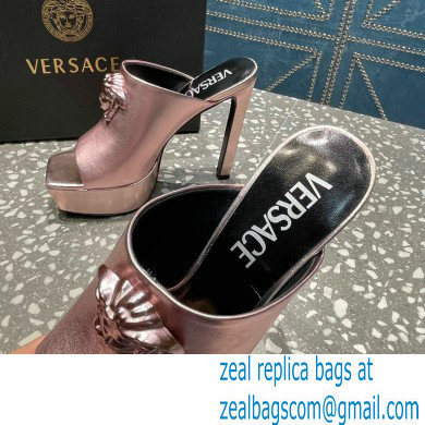 Versace Heel 14cm Platform 4cm La Medusa Mules Metallic Pink 2023