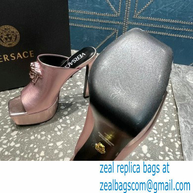 Versace Heel 14cm Platform 4cm La Medusa Mules Metallic Pink 2023