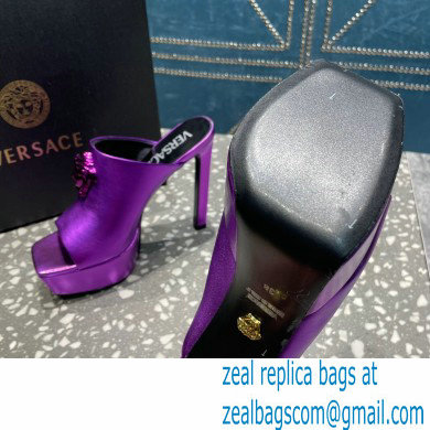 Versace Heel 14cm Platform 4cm La Medusa Mules Metallic Purple 2023