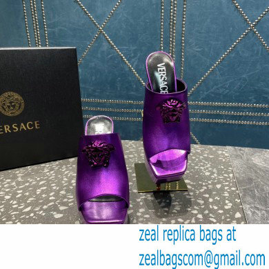 Versace Heel 14cm Platform 4cm La Medusa Mules Metallic Purple 2023