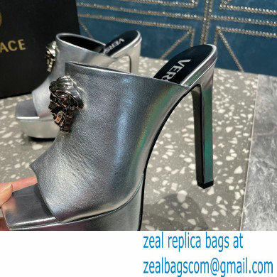 Versace Heel 14cm Platform 4cm La Medusa Mules Metallic Silver 2023