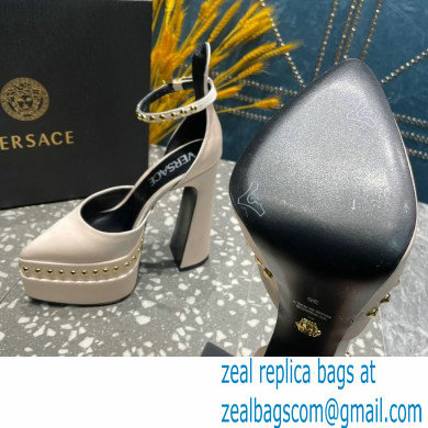 Versace Heel 15.5cm Platform 5.5cm Aevitas Pointy stud Pumps Satin Beige 2023