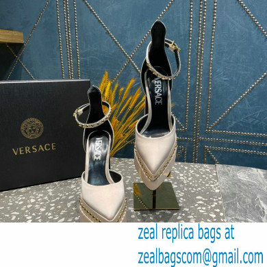 Versace Heel 15.5cm Platform 5.5cm Aevitas Pointy stud Pumps Satin Beige 2023