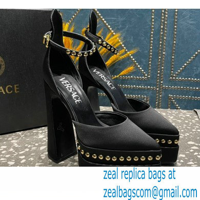 Versace Heel 15.5cm Platform 5.5cm Aevitas Pointy stud Pumps Satin Black 2023