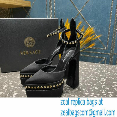 Versace Heel 15.5cm Platform 5.5cm Aevitas Pointy stud Pumps Satin Black 2023