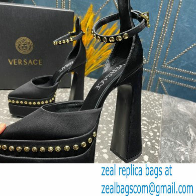 Versace Heel 15.5cm Platform 5.5cm Aevitas Pointy stud Pumps Satin Black 2023