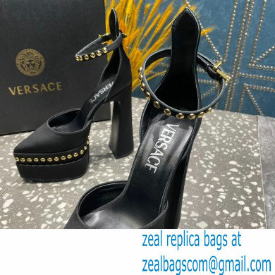 Versace Heel 15.5cm Platform 5.5cm Aevitas Pointy stud Pumps Satin Black 2023