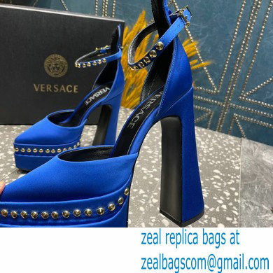 Versace Heel 15.5cm Platform 5.5cm Aevitas Pointy stud Pumps Satin Blue 2023