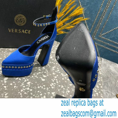 Versace Heel 15.5cm Platform 5.5cm Aevitas Pointy stud Pumps Satin Blue 2023