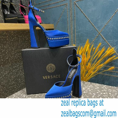 Versace Heel 15.5cm Platform 5.5cm Aevitas Pointy stud Pumps Satin Blue 2023