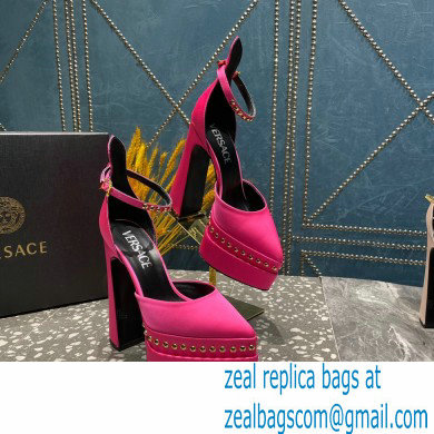 Versace Heel 15.5cm Platform 5.5cm Aevitas Pointy stud Pumps Satin Fuchsia 2023