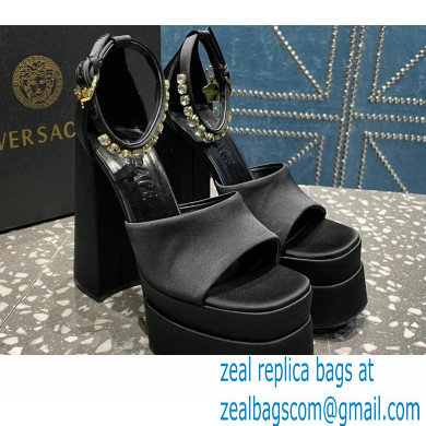 Versace Heel 15.5cm Satin Medusa Aevitas Platform Sandals Black 2023