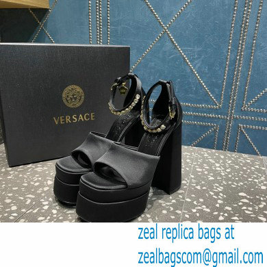 Versace Heel 15.5cm Satin Medusa Aevitas Platform Sandals Black 2023 - Click Image to Close