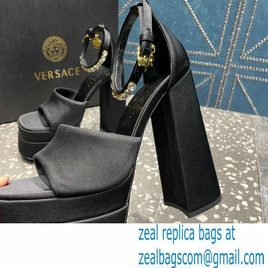 Versace Heel 15.5cm Satin Medusa Aevitas Platform Sandals Black 2023