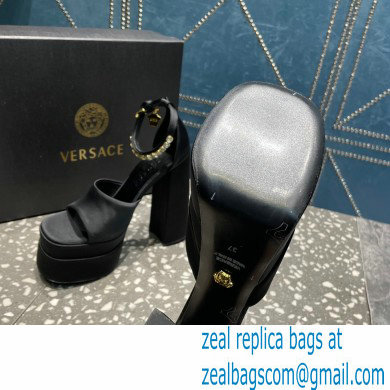 Versace Heel 15.5cm Satin Medusa Aevitas Platform Sandals Black 2023