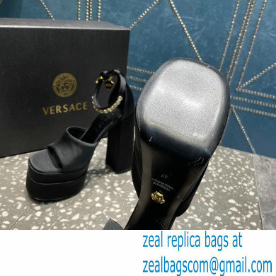 Versace Heel 15.5cm Satin Medusa Aevitas Platform Sandals Black 2023 - Click Image to Close