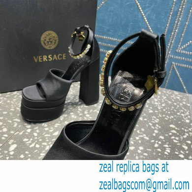 Versace Heel 15.5cm Satin Medusa Aevitas Platform Sandals Black 2023 - Click Image to Close