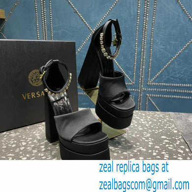 Versace Heel 15.5cm Satin Medusa Aevitas Platform Sandals Black 2023