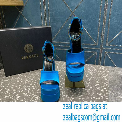 Versace Heel 15.5cm Satin Medusa Aevitas Platform Sandals Blue 2023
