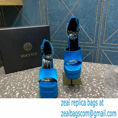 Versace Heel 15.5cm Satin Medusa Aevitas Platform Sandals Blue 2023 - Click Image to Close