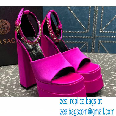 Versace Heel 15.5cm Satin Medusa Aevitas Platform Sandals Fuchsia 2023