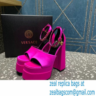 Versace Heel 15.5cm Satin Medusa Aevitas Platform Sandals Fuchsia 2023 - Click Image to Close