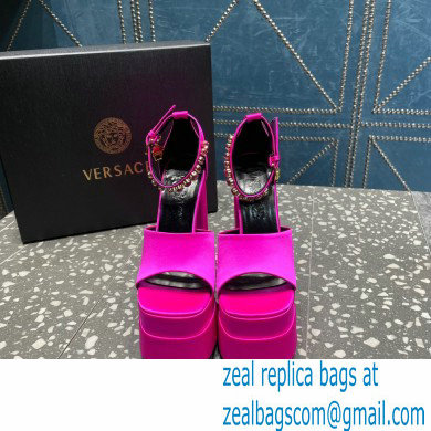 Versace Heel 15.5cm Satin Medusa Aevitas Platform Sandals Fuchsia 2023 - Click Image to Close