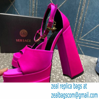 Versace Heel 15.5cm Satin Medusa Aevitas Platform Sandals Fuchsia 2023