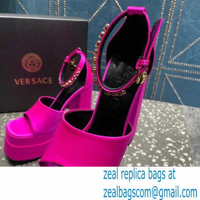 Versace Heel 15.5cm Satin Medusa Aevitas Platform Sandals Fuchsia 2023 - Click Image to Close