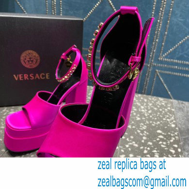 Versace Heel 15.5cm Satin Medusa Aevitas Platform Sandals Fuchsia 2023