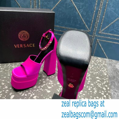 Versace Heel 15.5cm Satin Medusa Aevitas Platform Sandals Fuchsia 2023