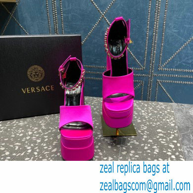 Versace Heel 15.5cm Satin Medusa Aevitas Platform Sandals Fuchsia 2023
