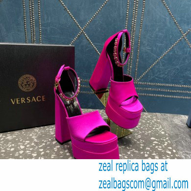 Versace Heel 15.5cm Satin Medusa Aevitas Platform Sandals Fuchsia 2023 - Click Image to Close